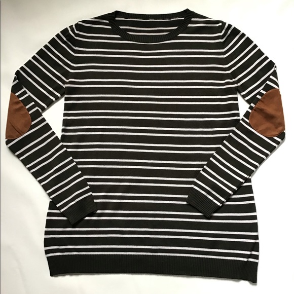 Olive green striped light sweater, Camel Elbow S - Picture 1 of 7